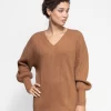 Napoli Oversized V-Neck Sweater Deep Camel