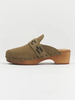 Suede Clogs Taupe