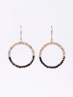 Jet And Crystal Round Earrings