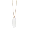 14k Large White Chalcedony Drop Necklace