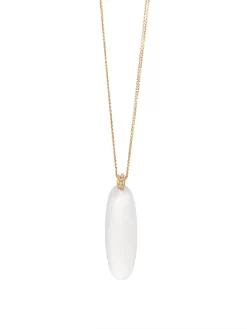 14k Large White Chalcedony Drop Necklace