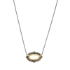 Black Diamond With 14k Gold On Dark Sliver Necklace