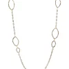 Hammered Silver Chain With 14K Gold Wrapped Links Necklace