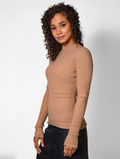 Cashmere Pointelle Crew Ginger -Orciani Store inhabit cashmere pointelle crew ginger 2