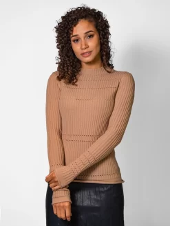 Cashmere Pointelle Crew Ginger