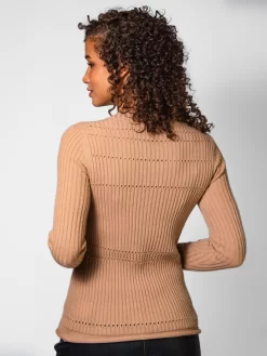 Cashmere Pointelle Crew Ginger -Orciani Store inhabit cashmere pointelle crew ginger 3