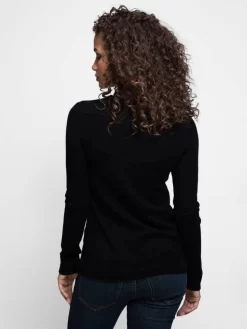 Cashmere Stretch Side Slit V-Neck Black -Orciani Store inhabit cashmere stretch side slit v neck black 2