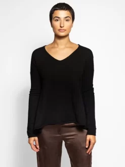 Drapey V Neck Black