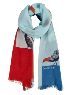 Birds Scarf Red Blue