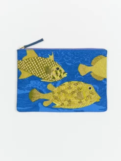 Embroidered Pouch Pio Blue