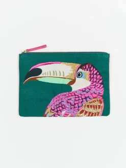 Embroidered Pouch Toucan Pink