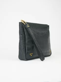 Jérôme Dreyfuss Noir Cowskin Croco Clutch -Orciani Store jerome dreyfuss noir cowskin croco clutch 2