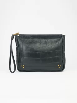 Jérôme Dreyfuss Noir Cowskin Croco Clutch
