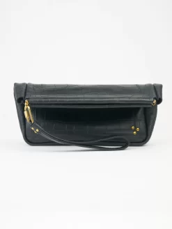Jérôme Dreyfuss Noir Cowskin Croco Clutch -Orciani Store jerome dreyfuss noir cowskin croco clutch 3