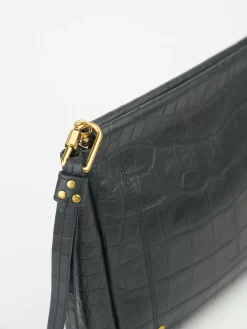 Jérôme Dreyfuss Noir Cowskin Croco Clutch -Orciani Store jerome dreyfuss noir cowskin croco clutch 9