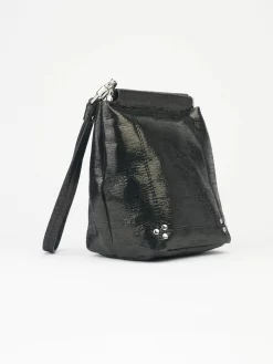 Jérôme Dreyfuss Noir Goatskin Lame Clic Clac -Orciani Store jerome dreyfuss noir goatskin lame clic clac 2