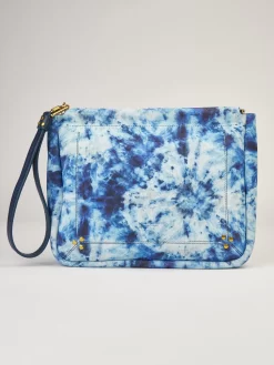 Jérôme Dreyfuss Soft Tie Dye Blue Split Suede Clutch
