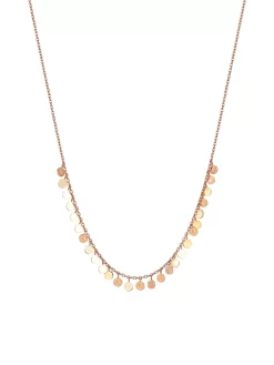 Dangle Small Hammered Disks Rose Gold Necklace