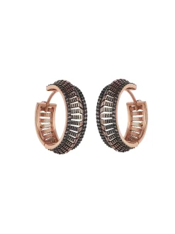 Serrated Gold Hoop Earring With Champagne Diamonds