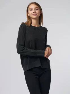 Acid Wash Mesh Crew Black