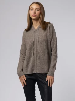 Mesh Zip Hoodie Brown Nub