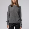 Pointelle Stitch Crew Med Grey