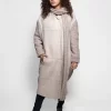 Long Shearling And Wool Detachable Scarf Coat Light