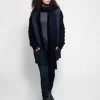 Short Shearling And Wool Detachable Scarf Coat