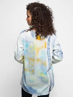 Cotton Knit Hi-Low Pullover Turquoise Flora -Orciani Store mach cotton knit hi low pullover turquoise flora 2