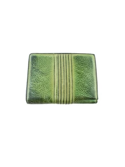 Textured Leather Purse Green Tropical