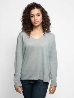 Linen Blend Double V-Neck Sage