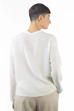 Crew Neck Button Down Shirt Cream -Orciani Store pomandere crew neck button down shirt cream 2