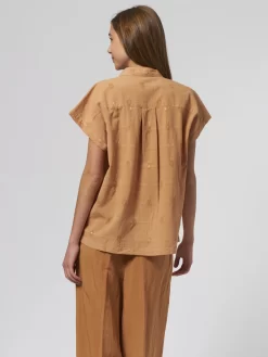 Embroidered Henley Shirt Amber -Orciani Store pomandere embroidered henley shirt amber 4