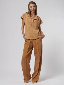 Embroidered Henley Shirt Amber -Orciani Store pomandere embroidered henley shirt amber 6