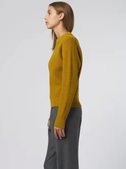 Rib Crew Neck Sweater Golden Khaki -Orciani Store pomandere rib crew neck sweater golden khaki 2