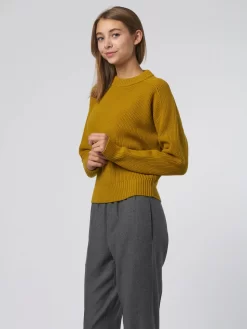 Rib Crew Neck Sweater Golden Khaki -Orciani Store pomandere rib crew neck sweater golden khaki 3