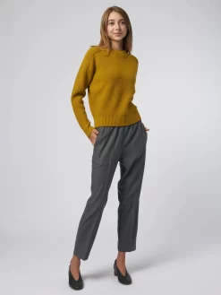 Rib Crew Neck Sweater Golden Khaki -Orciani Store pomandere rib crew neck sweater golden khaki 7