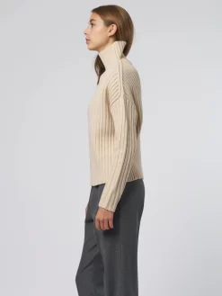 Rib Mock Neck Sweater Champagne -Orciani Store pomandere rib mock neck sweater champagne 2