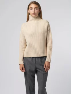 Rib Mock Neck Sweater Champagne