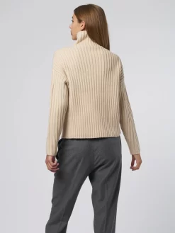 Rib Mock Neck Sweater Champagne -Orciani Store pomandere rib mock neck sweater champagne 3