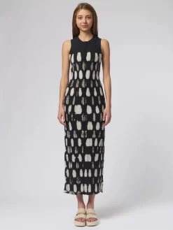 Column Dress Black Check