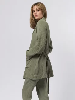 Cotton Gauze Robe Sage -Orciani Store raquel allegra cotton gauze robe sage 2