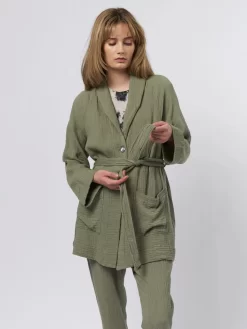 Cotton Gauze Robe Sage -Orciani Store raquel allegra cotton gauze robe sage 3