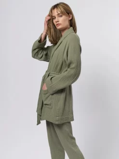 Cotton Gauze Robe Sage -Orciani Store raquel allegra cotton gauze robe sage 5