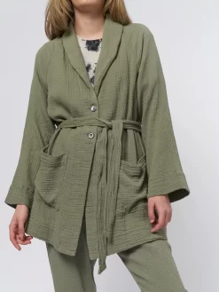 Cotton Gauze Robe Sage -Orciani Store raquel allegra cotton gauze robe sage 7