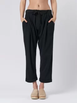 Dropped Crop Pant Black Jersey