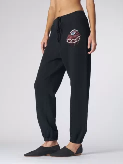 Evil Eye Topanga Sweatpants Black -Orciani Store raquel allegra evil eye topanga sweatpants black 3