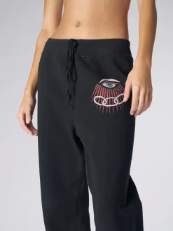 Evil Eye Topanga Sweatpants Black -Orciani Store raquel allegra evil eye topanga sweatpants black 5