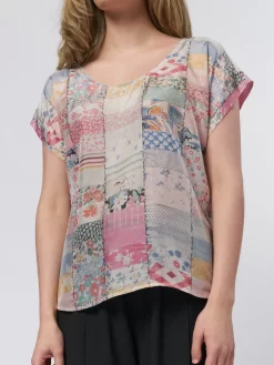 Pop Over Patchwork Blouse -Orciani Store raquel allegra pop over patchwork blouse 4