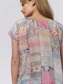Pop Over Patchwork Blouse -Orciani Store raquel allegra pop over patchwork blouse 5